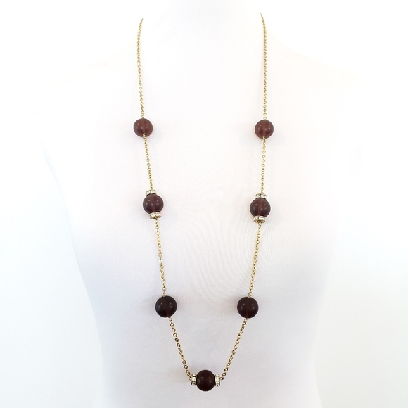 J. Crew long necklace brown acrylic beads - Picture 8 of 16